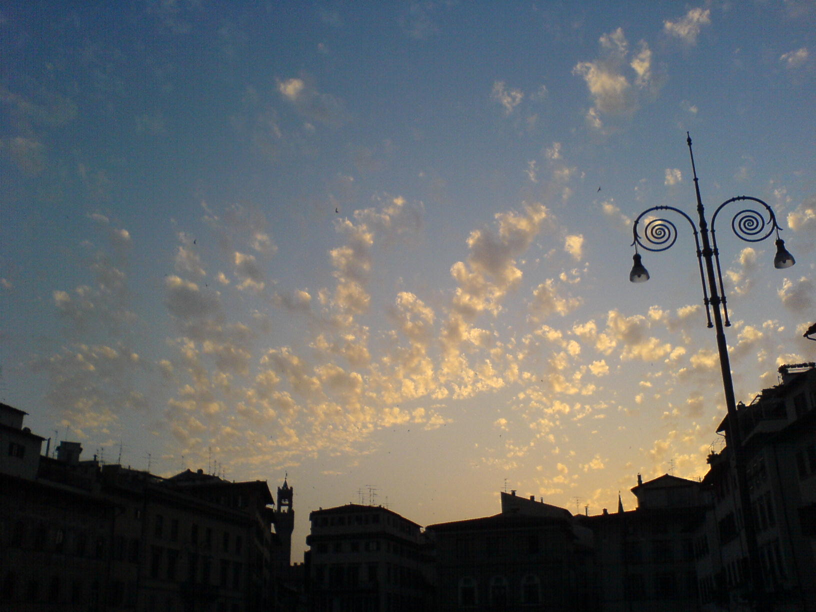 Evening sky over Piazza Santa Croce, Florence